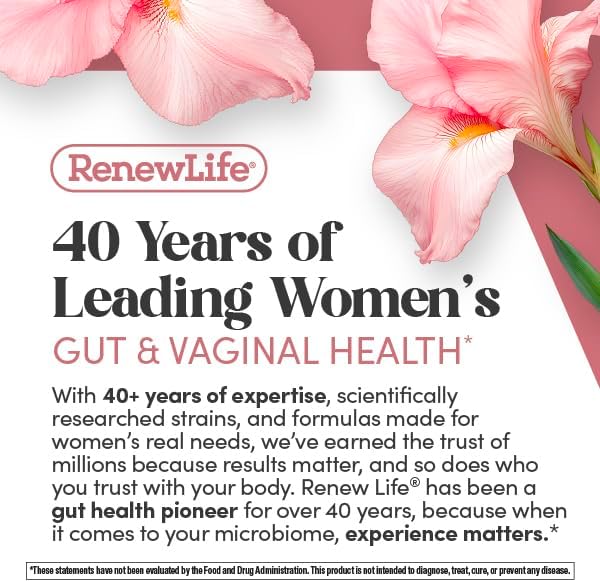 Renew Life Ultimate Flora Vaginal Probiotics for Women | 6 Billion CFU | 60 Delayed Release Vegan Capsules | Vaginal Health and pH Balance | Dairy Soy and Gluten Free Supplement