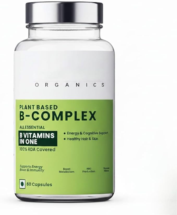 Plant Based Vitamin B-Complex - All essentail B Vitamins in One | Hair Growth Boosts Energy &amp Immunity - 60 Veg Capsules