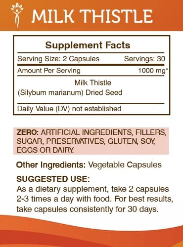 Secrets of the Tribe Milk Thistle 60 Capsules Made with Vegetable Capsules and Milk Thistle Silybum marianum (60 Capsules)