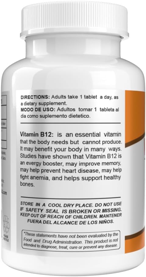Sunshine Naturals Vitamin B12 500 mcg Dietary Supplement 100 Tablets (3 Pack)