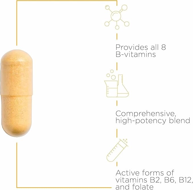Integrative Therapeutics Active B-Complex - with Choline and Methyfolate - Cellular Energy Immune Function &amp Heart Health Support with Vitamins B2 B6 &amp B12*- Gluten-Free - 120 Capsules (60 S