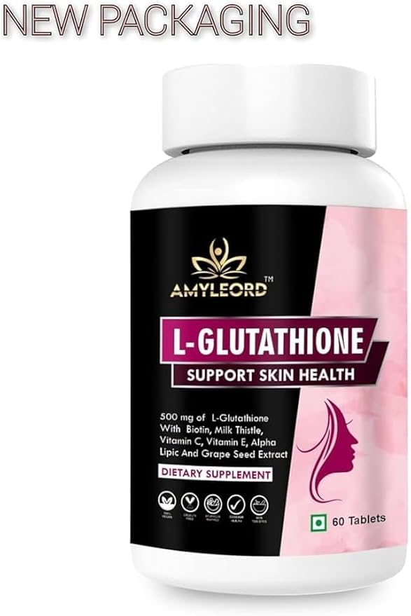 L - Glutathione Tablets 1000mg with Vitamin C Biotin Milk ThistleVitamin Extract for Help to Skin Glow - 60 Tablets