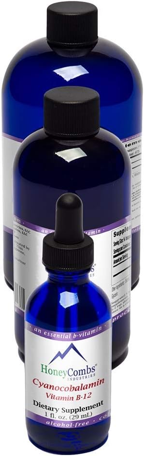 Vitamin B12 Liquid Drops – B12 Liquid Cyanocobalamin Drops to Support Brain Function &amp Heart Health – Liquid Vitamin Energy Supplement – Alcohol-Free Skin Nails &amp Hair Vitamin Supplement 8 F