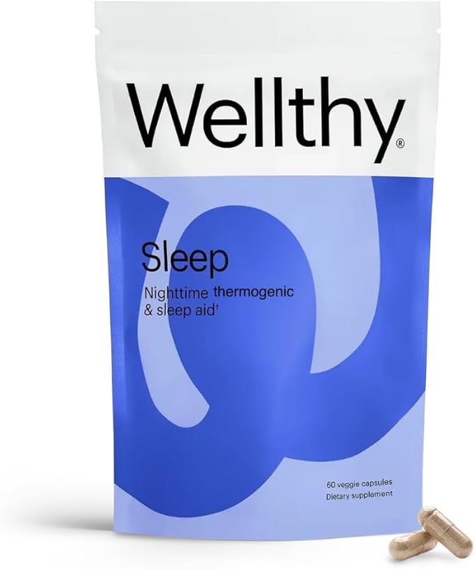 Wellthy Night Time Thermogenic - Vitamin B6 Ashwagandha &amp Melatonin - Nighttime Thermogenic for Women - Belly Thermogenic - Natural Weight Loss Supplements for Women 60ct