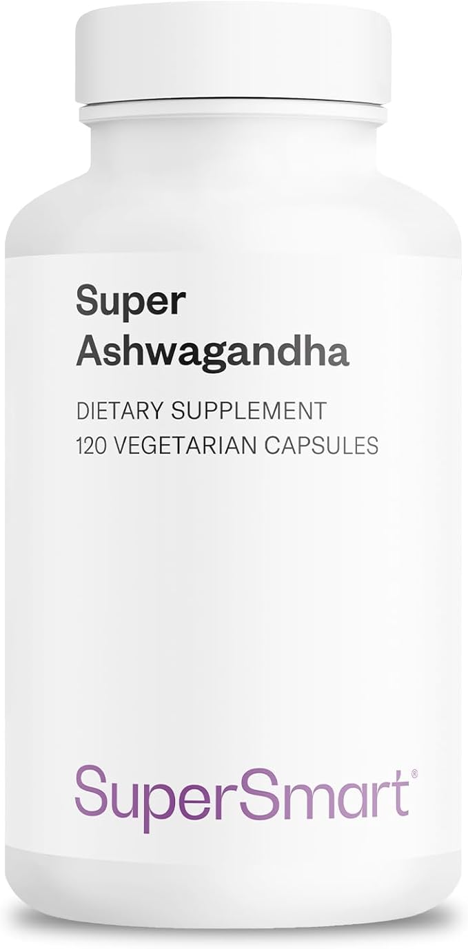 SuperSmart Super Ashwagandha 600mg per Day (Patented) - KSM-66 Ashwagandha - High Potency 5% Withanolides | Non-GMO &amp Gluten Free - 120 Vegetarian Capsules