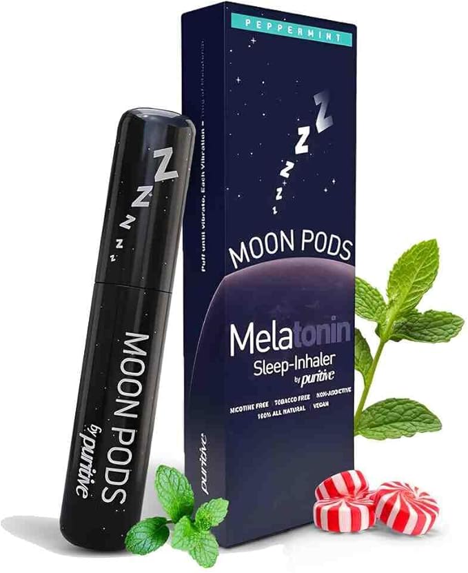 Melatonin Diffuser for Sleep Support – Natural Sleep Aid &amp Stress Relief – Nicotine-Free Non-Habit Forming – Reusable &amp Portable Melatonin Diffuser – Peppermint Aroma – 20ml