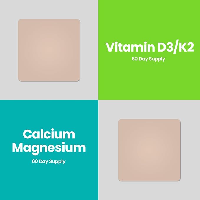 Veru Wellness Bone Health Complete Duo Lifestyle Patches Vita D3/K2 Calcium Magnesium - Self Adhesive Time Release Topical Patch 8-10 Hours (60 Day Supply)