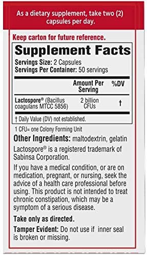 Bacid Daily Probiotic with Bacillus Coagulans Digestion Supplement to Improve Occasional Constipation 100 count