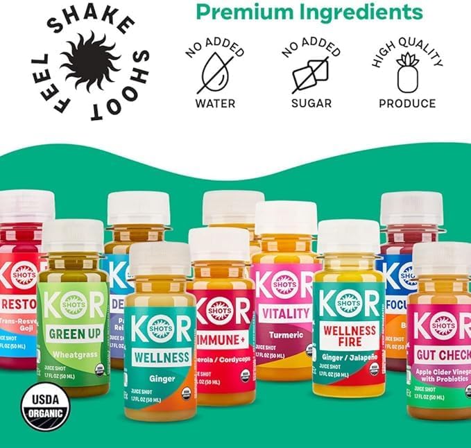 Kor Shot Elderberry and Zinc Shot - 24 Pack x 1.7 Fl Oz - Immunity Shot - USDA Certified Organic