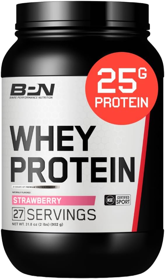 BARE PERFORMANCE NUTRITION BPN Whey Protein Powder Whey Protein Concentrate Native Micellar Casein Amazing Mixability Strawberry