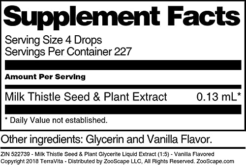 Milk Thistle Seed &amp Plant Glycerite Liquid Extract (1:5) - Vanilla Flavored (1 oz ZIN: 522739)