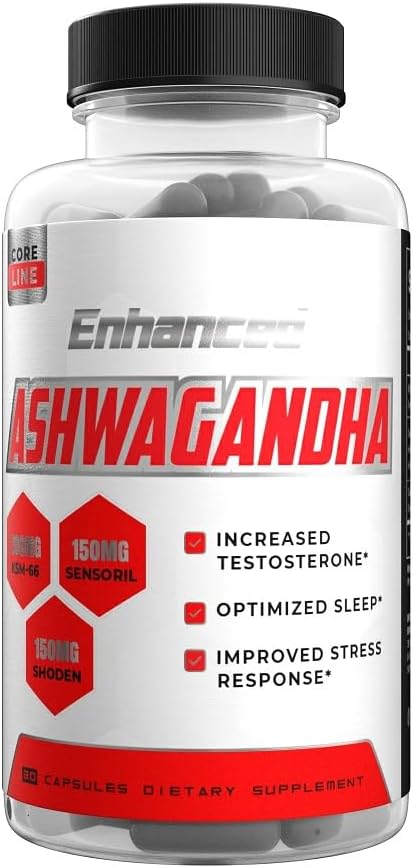 Enhanced Labs Ashwagandha Capsules with Sensoril Ashwagandha KSM-66 &amp Shoden - 30 Capsules