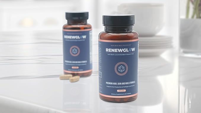 Skin Research Institute Renewglow Biotin Supplement - Vegan Friendly - Healthy Skin Nail and Hair 3 Pack