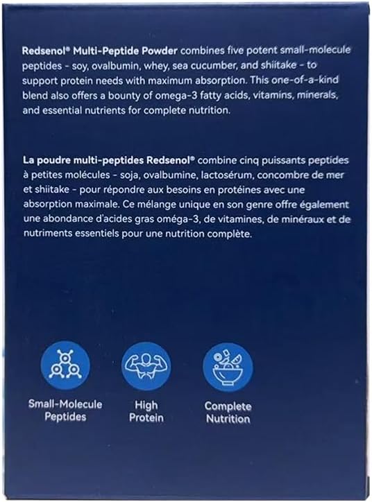 Multi-Peptide Powder 5 Small-Molecule Protein Peptides: Soy Ovalbumin Whey Sea Cucumber and Shiitake Peptides100% Absorption 62% Protein Omega 3 &amp6 Vitamins &amp Minerals (5 Boxes)