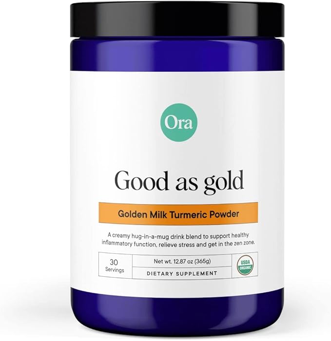 Ora Organic Golden Milk Powder - Ayurvedic Turmeric Powder with Organic Adaptogens - Ashwagandha Reishi and Ginger | Organic Gluten-Free Soy-Free Vegan Non-GMO - Maple &amp Vanilla 30 Servings