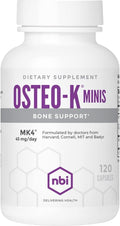 NBI Osteo-K Bone Support - Mini | Vitamin D &amp K Complex with Calcium Citrate Supplement | 45mg Vitamin K2 (MK4) for Strong Bone Health &amp Function | 120ct Veggie Capsules