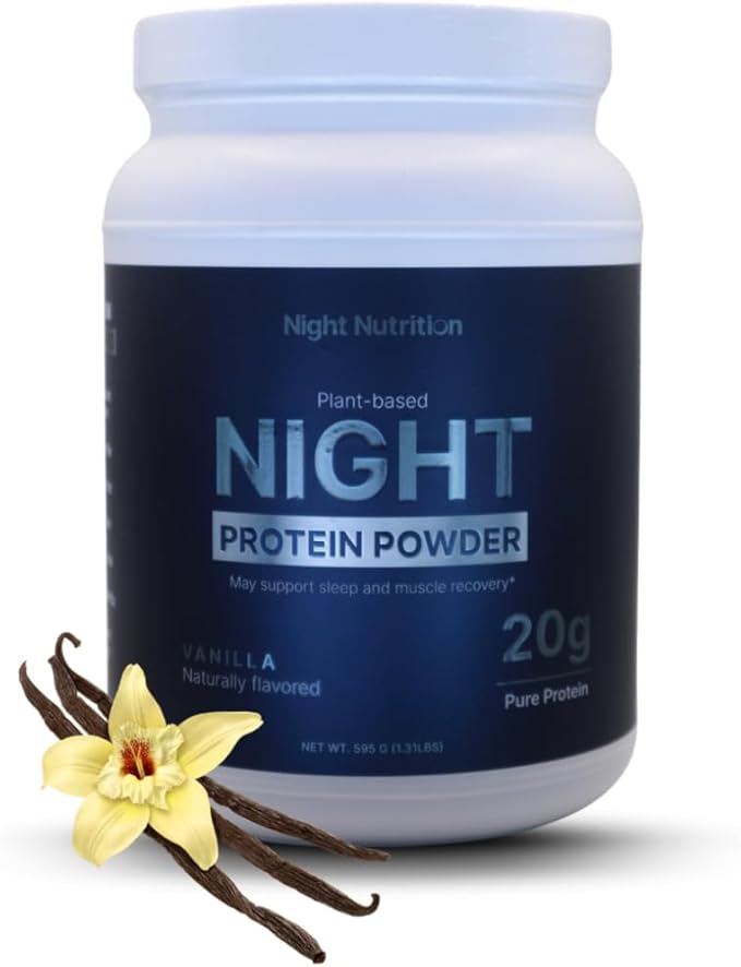 Night Time Protein Powder Vanilla Flavored Zero Sugar Low Calorie Artificial Free Promotes Sleep Quality &amp Muscle Recovery