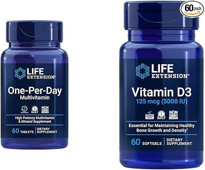 Life Extension One-Per-Day Multivitamin – Packed with Over 25 Vitamins Minerals &amp Plant Extracts &amp Vitamin D3 125 mcg (5000 IU) Bone Health Brain Performance Immune System Support