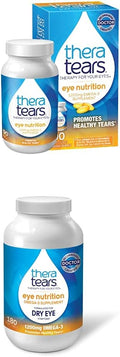 TheraTears 1200mg Omega 3 Supplement for Eye NutritionOrganic Flaxseed Triglyceride Fish Oil &amp VIT E90 Count with Thera Tears 1200mg Omega 3 Supplement for Eye Nutrition &amp Vitamin E 180 Co