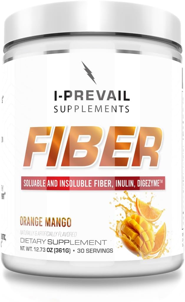 Fiber |8 Grams of Soluble and Insoluble Types | Gut Health Digestion Immunity | Vegan and Gluten Free | Great Flavors Easy Mixing | 30 Servings (Orange Mango)