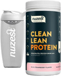 Nuzest Vegan Pea Protein Powder - Clean Lean Protein 40 Servings 20g Protein Strawberry Protein Shake Mix + Sports Shaker Bottle 24oz