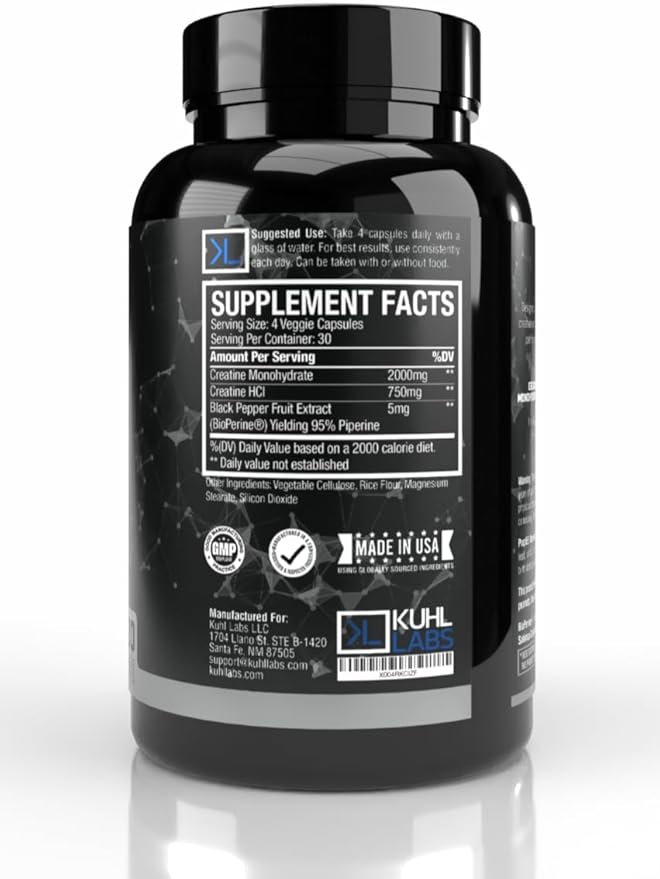Creatine Advanced Blend Capsules Monohydrate HCl Bioperine