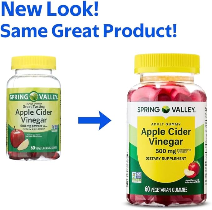 Apple Cider Vinegar Vegetarian Gummies 500 mg 60 Count (Pack of 1)