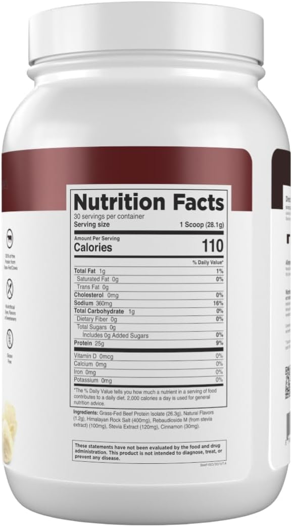 Transparent Labs Grass-Fed Beef Isolate Protein Powder – Naturally Flavored Dairy-Free Protein with 25g of Protein per Serving for Increased Recovery &amp Strength – 30 Servings Vanilla
