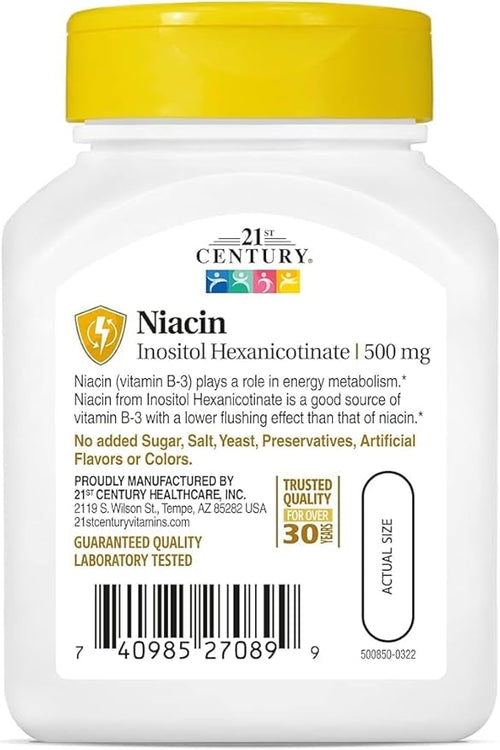21st Century Flush Free Niacin 500mg 110 Capsules Pack of 2