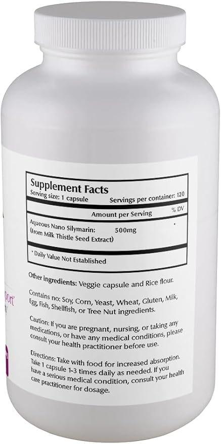 One Planet Nutrition Nano Silymarin 500 mg Capsules (120 Count) - Nano Particle Size Milk Thistle Extract for Superior Absorption - Supports Detoxification - Non GMO Vegan Gluten Free