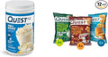 Quest Vanilla Milkshake Protein Powder with 24g Protein Quest Protein Chips Variety Pack with BBQ Cheddar &amp Sour Cream Sour Cream &amp Onion Flavors 1.6 lb 12 Count
