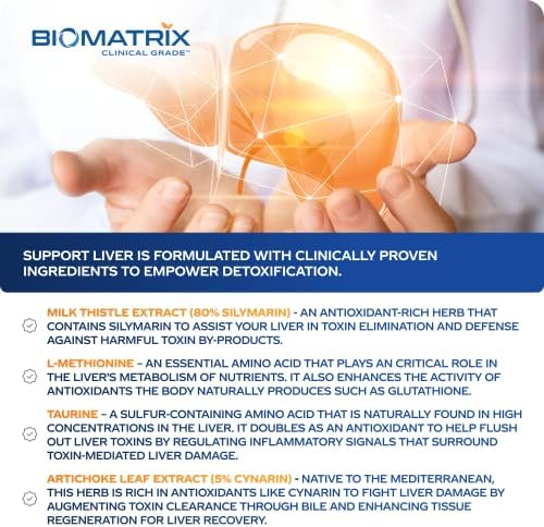 BioMatrix Liver Cleanse Detox &amp Repair Artichoke Extract Liver Health Formula Liver Supplement with Milk Thistle Taurine Methionine | 1+ Month Supply for Men and Women