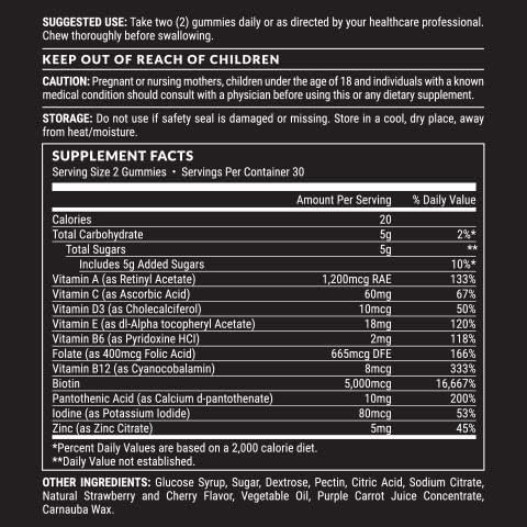 Pete &amp Pedro BIOTIN Gummies for Hair Skin &amp Nails Growth for Women &amp Men |Hair Grow Supplement for Stronger Skin &amp Nails | Cherry Biotin Gummy 5000mcg Per Serving | Seen on Shark Tan