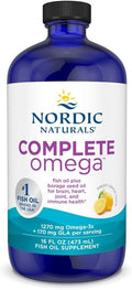 Nordic Naturals Complete Omega Lemon Flavor - 16 oz - 1270 mg Omega-3 - EPA &amp DHA with Added GLA - Healthy Skin Cognition Positive Mood - Non-GMO - 96 Servings