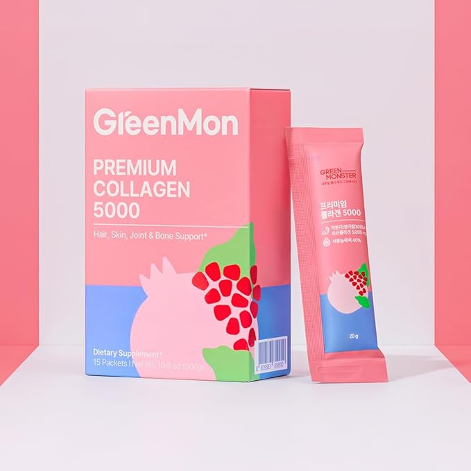 Premium Collagen 5000 – Marine Collagen Peptides 5000mg 300DA Ultra Low Molecular – Pomegranate Extract 40% Hyaluronic Acid – Skin Hair Nail Support – Non-GMO No Preservatives