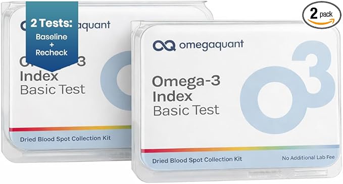 OmegaQuant Omega-3 Index Basic 2-Pack Original Omega-3 Blood Test Kit At-Home Collection CLIA-Certified Lab Analysis Includes 2 Test Kits