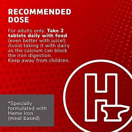 Globulo Rojo Iron Supplement - Dietary Supplement Pills with High Potency Iron &amp B Vitamins 60 Tablets - 6 Pack