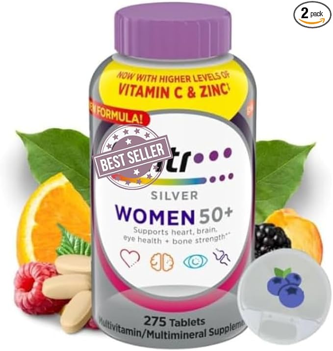 Silver Women 50 Plus Pack of 2 Multivitamin for Women Minerals Vitamins &amp Supplements Hair Skin and Nails Vitamins Vitamin C Antioxidants Supplement 275Ct Tablets (275)