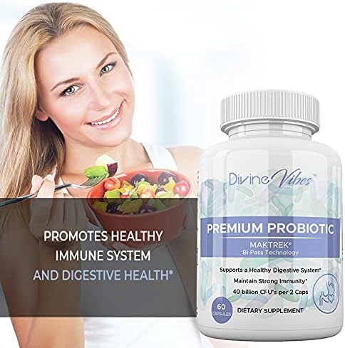 Divine Vibes Probiotics 40 Billion CFU - Approved Probiotics for Women Probiotics for Men and Adults Natural Shelf Stable Probiotic Supplement with Prebiotic Acidophilus Probiotic 60 Capsules