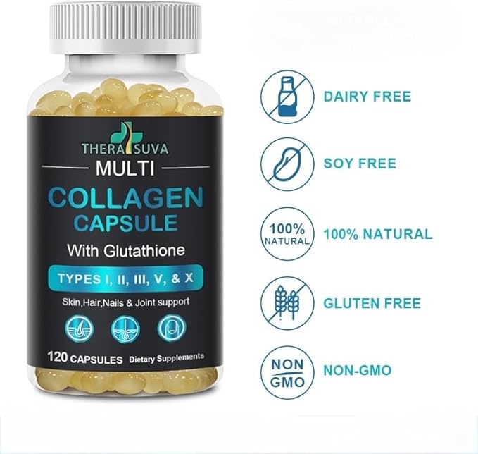 Complete Multi Collagen Complex – Types I II III V &amp X + Biotin &amp Vitamin C – Hair Skin Nails &amp Joint Support 2 Month Supply 120 Softgels