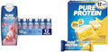 Pure Protein Strawberry Protein Shake 30g Protein 12 Pack and Pure Protein Lemon Cake Bars 20g Protein 12 Count