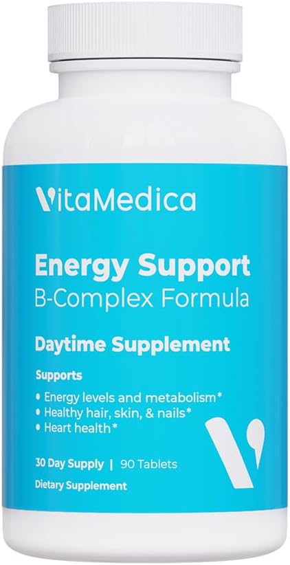 VitaMedica | Energy Support Multivitamin w B Complex | Energy Booster | Vitamin B6 &amp B12 | Clarity &amp Focus | Biotin for Hair Skin &amp Nails | Energy Supplements | 90 Ct