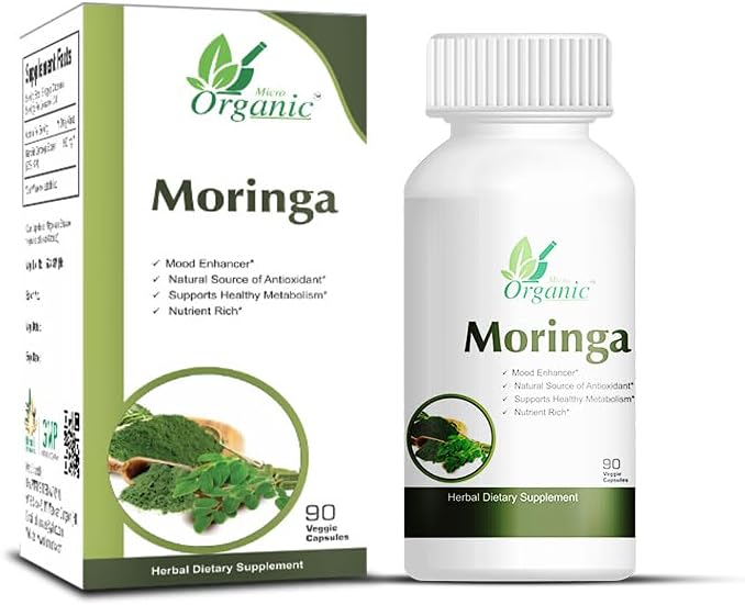Moringa Oleifera Leaf Extract 960mg with Magnesium Stearate Venetable Cellulose (Capsules) 180 Capsules Pack of 2 (90 Pills x2)