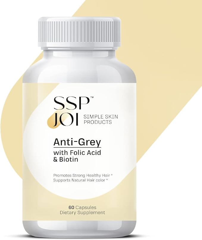 Hair Growth Supplement 250 mg - Anti-Grey Supplement for Men and Women with Folic Acid B-Vitamins &amp Biotin - Supports Grey Hair Change and Promotes Strong Healthy Hair