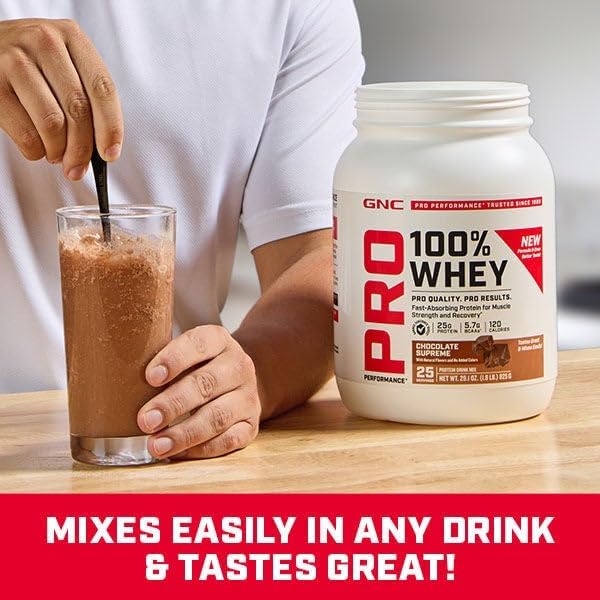 GNC Pro Performance 100% Whey Protein Powder 2.0 Fast Absorbing for Muscle Strength and Recovery Cookies and Cream 25 Servings