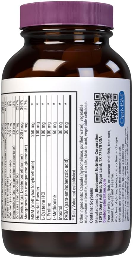 Bluebonnet Nutrition Ultimate Hair and Nail Formula Vitamins* Minerals* Specialty Nutrients for Beauty Within* Gluten-Free Kosher-Certified Dairy-Free Vegan 60 Vegetable Capsules 20 Servings
