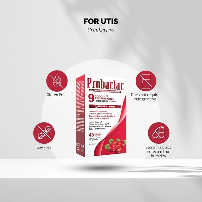PROBIOTICS for UTIs with Cranberry Formula Urinary &amp Digestive Health SupportMulti-Strain probiotic and lactic Ferment Complex (9 strains) (2)