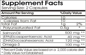 Salmon Oil Omega 3 500mg // 100 Capsules // Pure // by PureControl Supplements