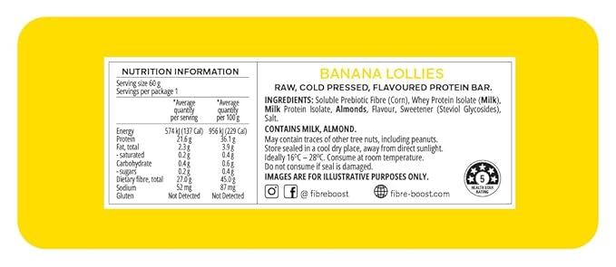 Fibre Boost Cold Pressed Banana Lollies flavoured Protein Bar