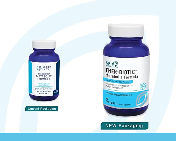 Klaire Labs SFI Health Ther-Biotic Metabolic Formula Probiotic - Lactobacillus &amp Bifidobacterium Species - Healthy Metabolism + Immune Support - Vegetarian 25b CFU for Adults (60 Capsules)